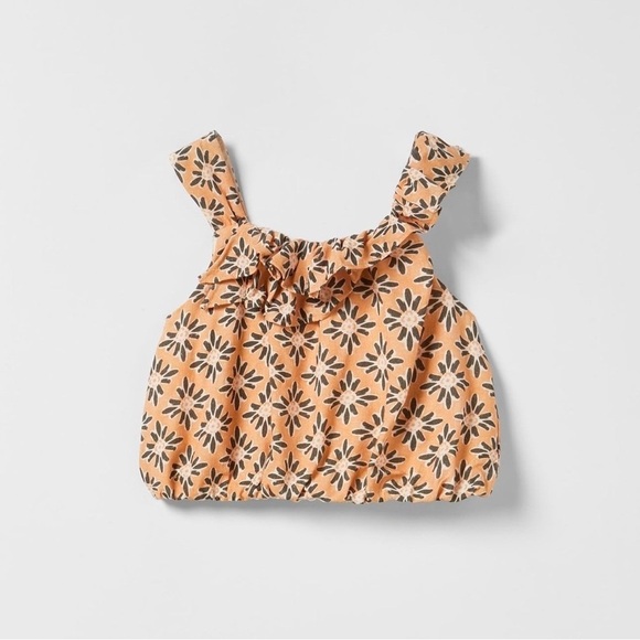 Zara girls 2pc floral boho tank shirt & ruffle skirt outfit set size 13 14 - Picture 4 of 4